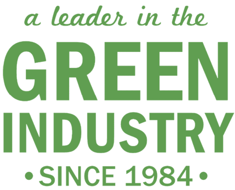 Textual logo promotes a green industry leadership since 1984, with the emphasis on eco-friendliness and experience.