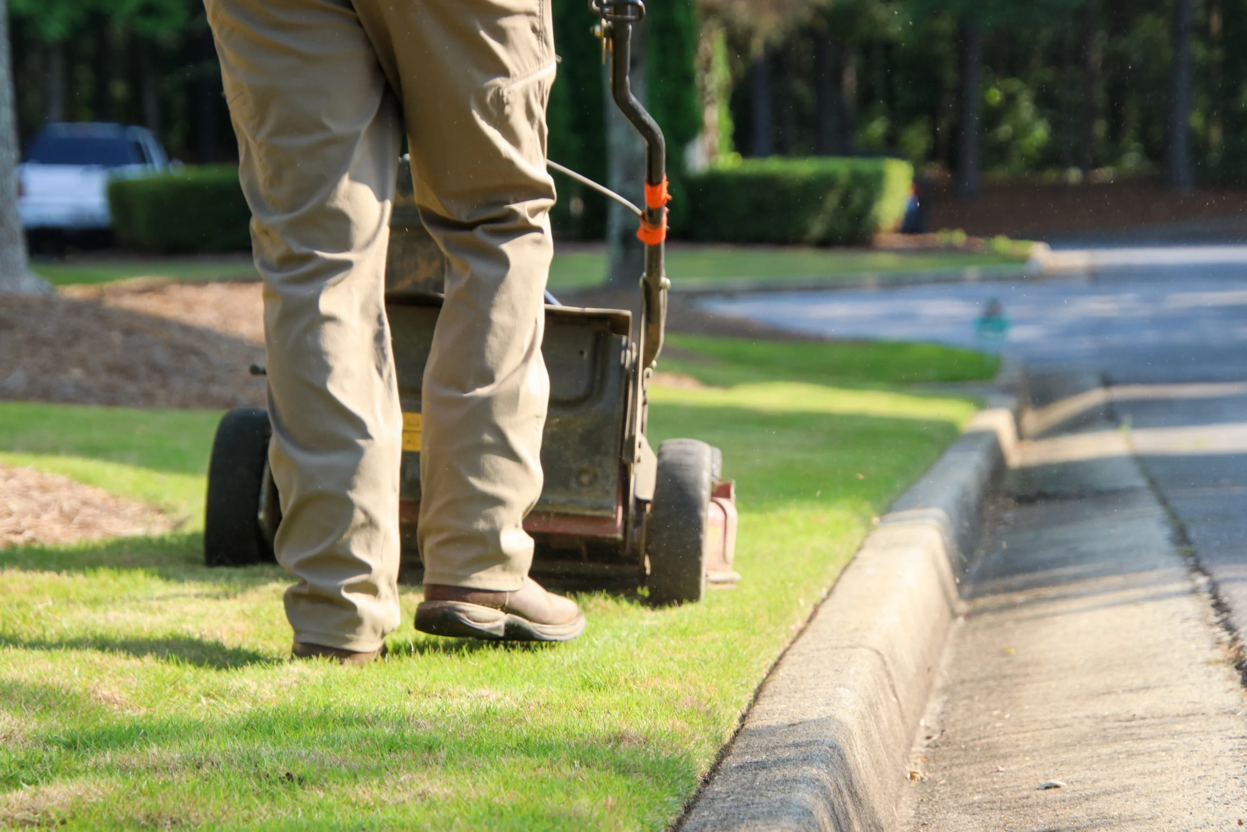 push mower by curb